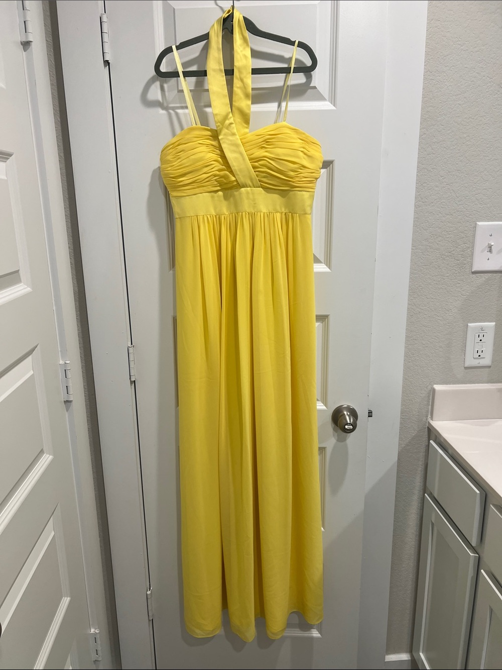 Max & Cleo Bright Yellow Halter Empire Maxi Dress